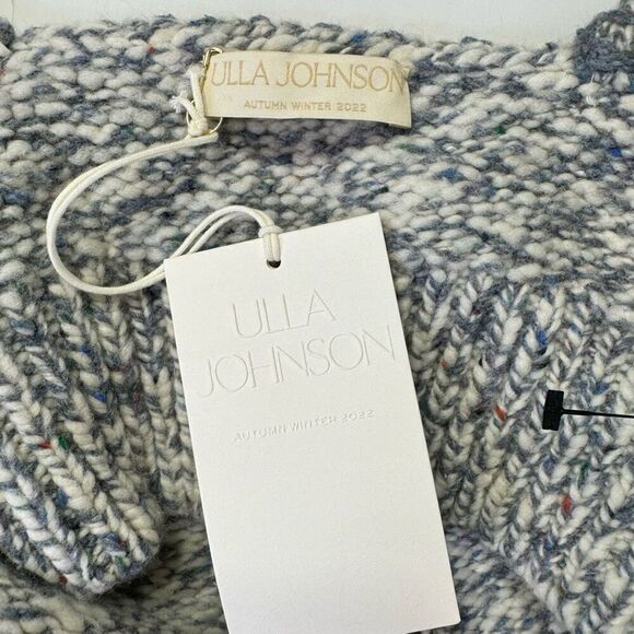 NWT Ulla Johnson Marled Wool Blend Crochet Knit Cropped Lia Top Slate Gray Small - Picture 8 of 11